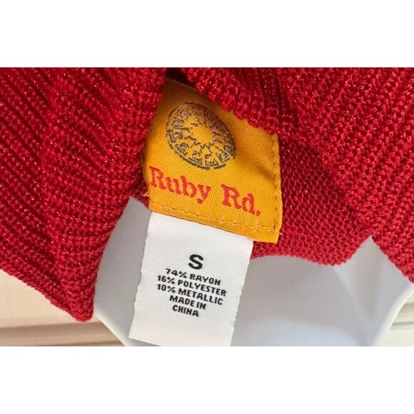 Ruby Rd. Small Womens Red Cowl Neck Sweater With Rhinestone Accents Long Sleeve - Picture 11 of 13